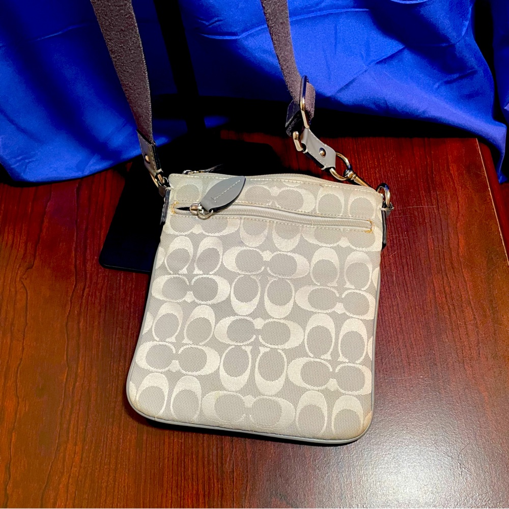 Coach light grey monogram crossbody.